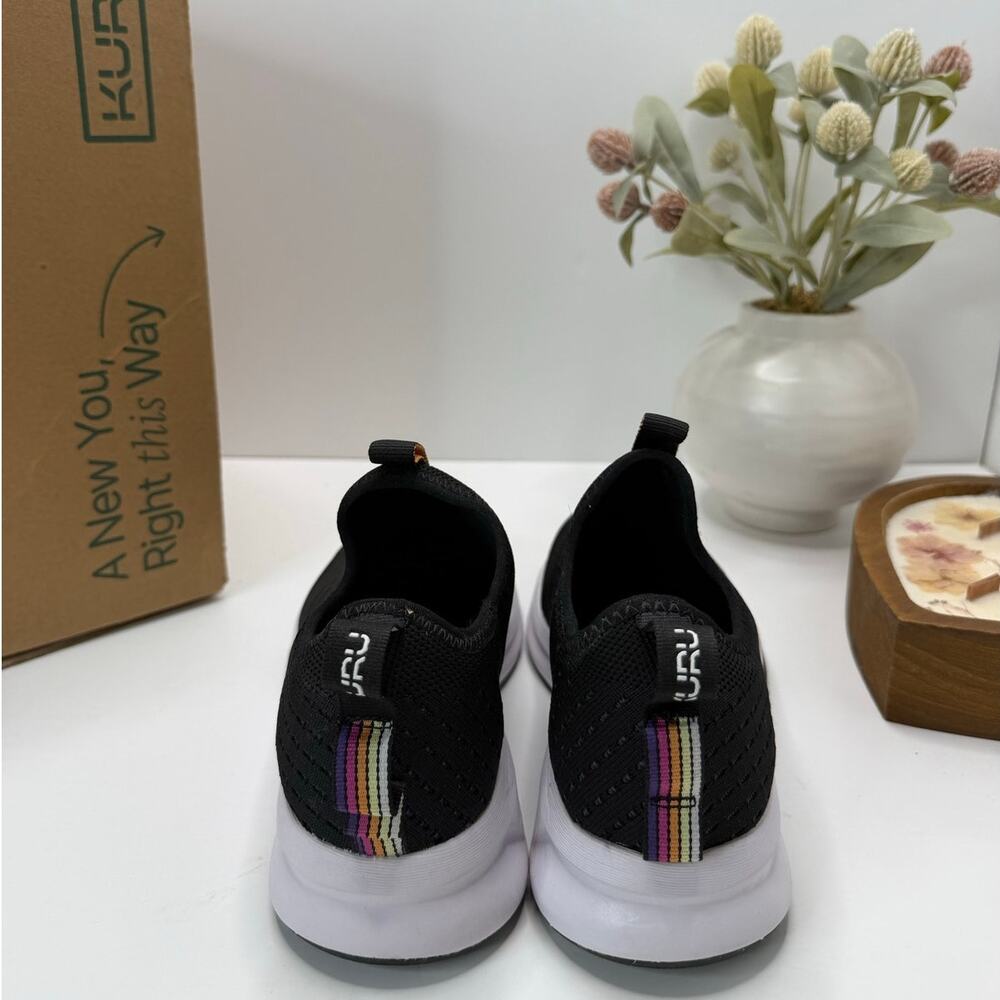 Kuru Atom Slip-on Comfort Sock-Like Sneaker Jet Black Women 6.5M NWB - Picture 4 of 10